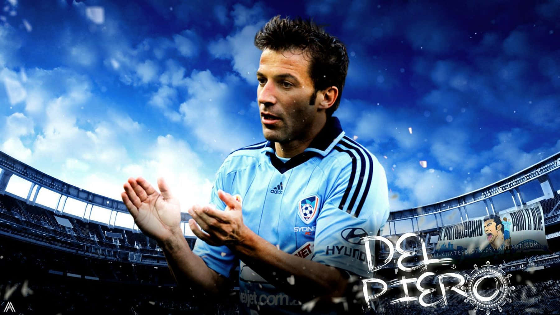 Alessandro Del Piero, stadium, light blue jersey, HD Desktop Wallpaper