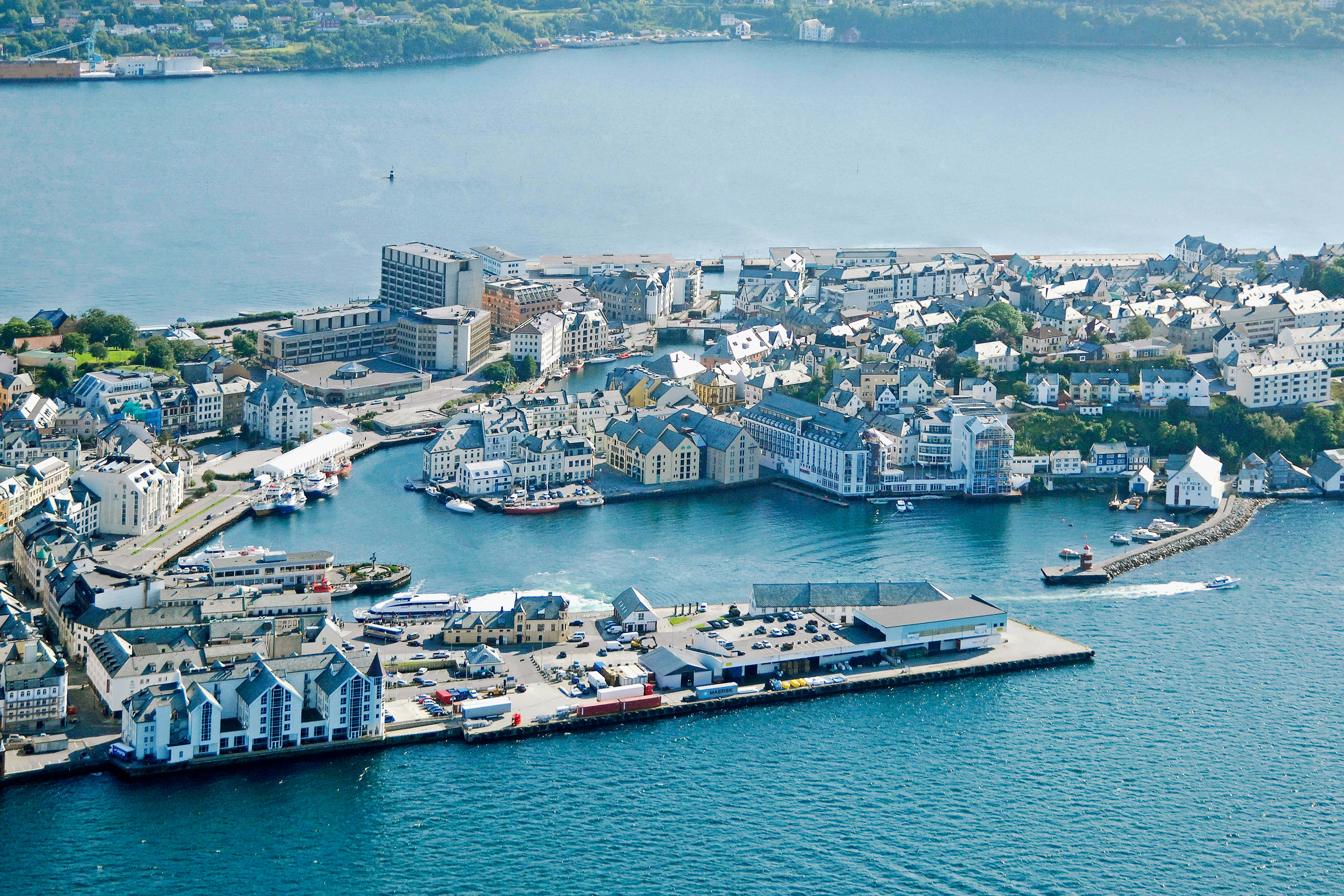Ålesund, aerial view, coastal town, 4K Desktop Wallpaper
