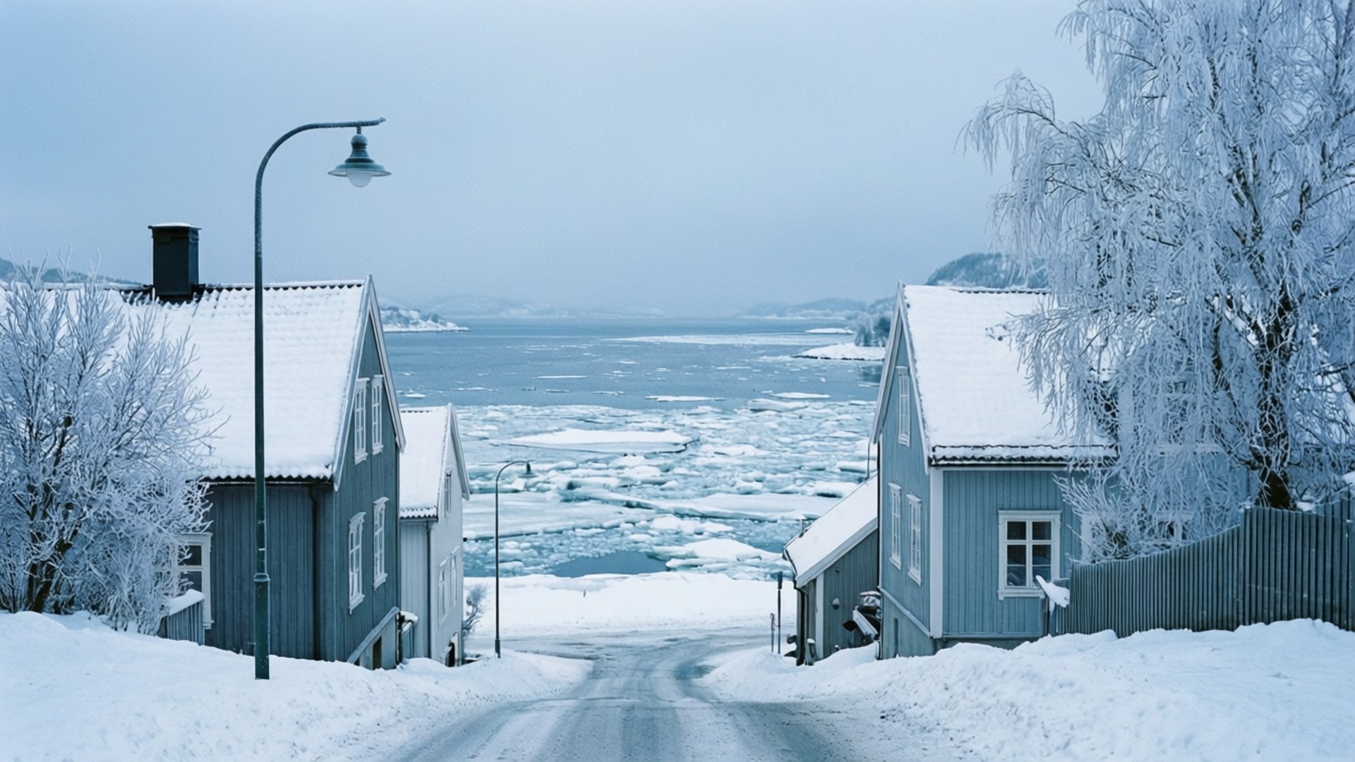 Ålesund, snowy winter scene, frost, Full HD Desktop Wallpaper