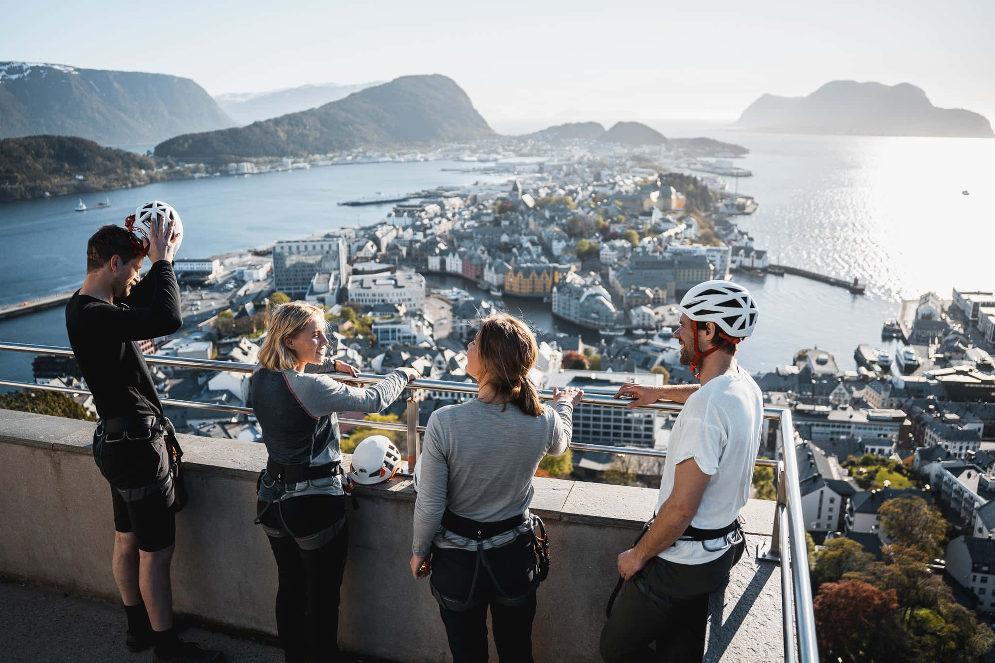Ålesund, summer sunset, cliffside overlook, Full HD Desktop Wallpaper