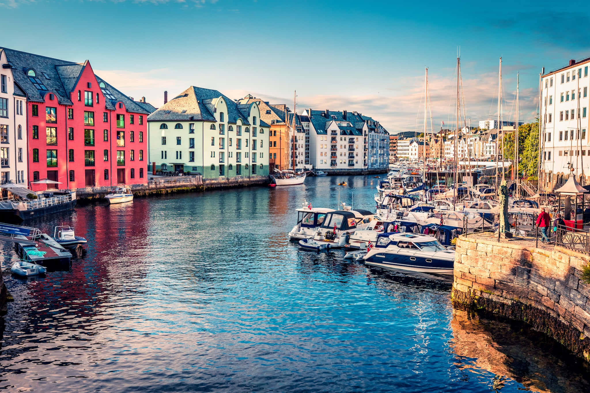 Ålesund, waterfront, harbor, Full HD Desktop Wallpaper