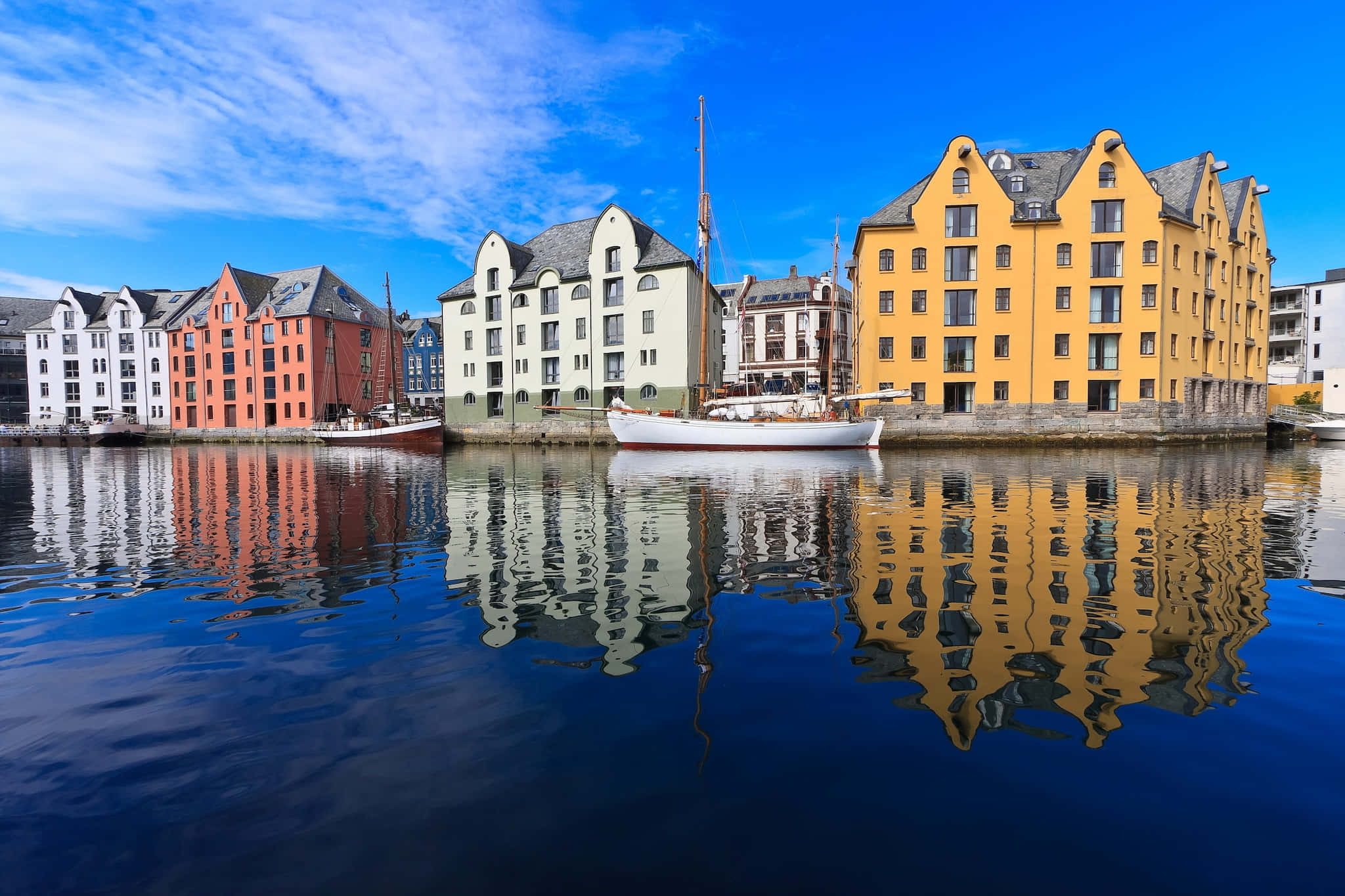 Ålesund, cityscape, dusk, Full HD Desktop Wallpaper