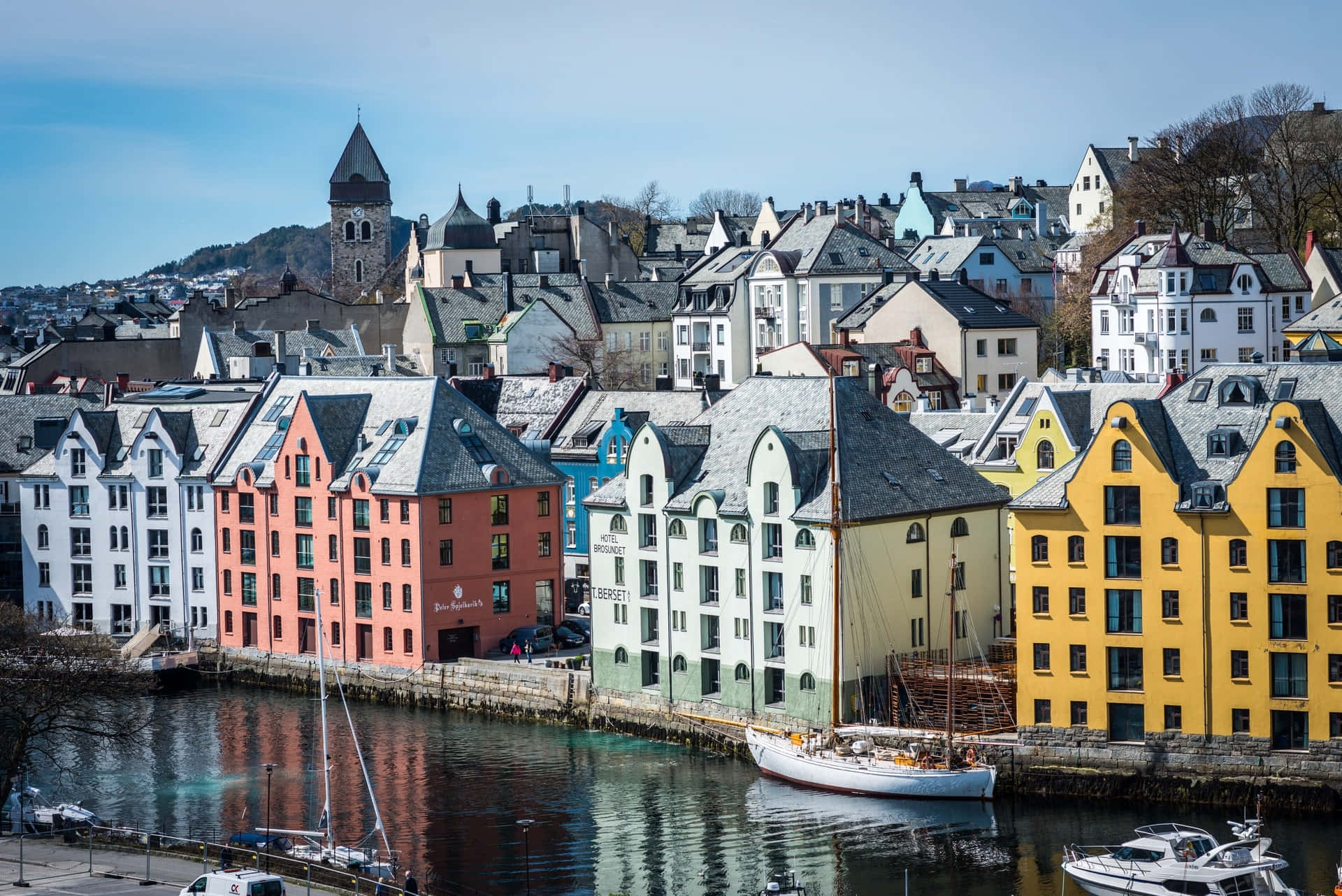 Ålesund, waterfront, colorful houses, Full HD Desktop Wallpaper