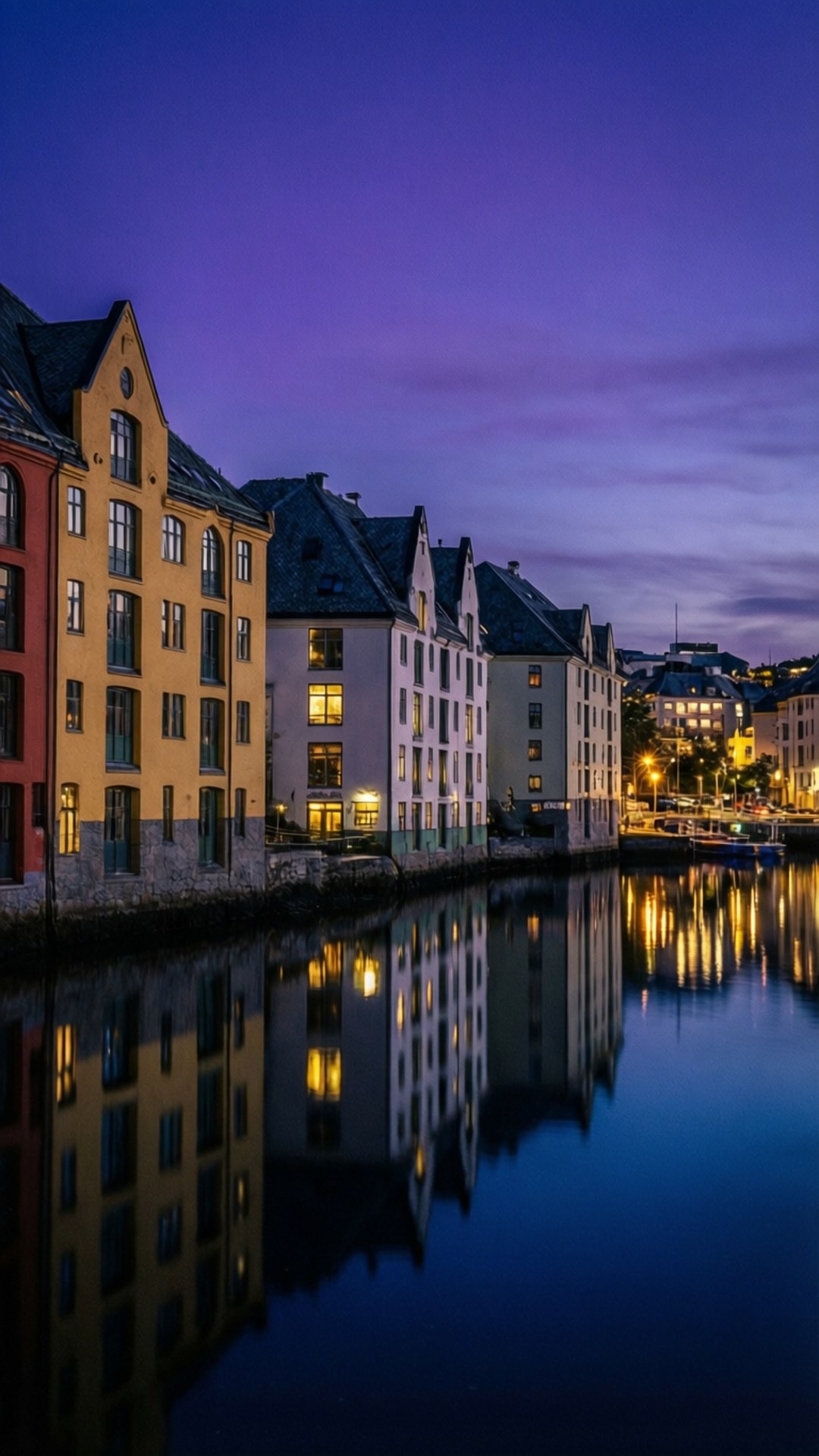 Ålesund, dusk, vertical shot, Full HD Phone Wallpaper