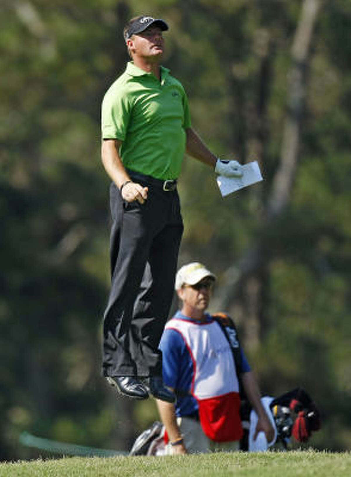 Alex Cejka, bright green shirt, sunlit fairway, HD Phone Wallpaper