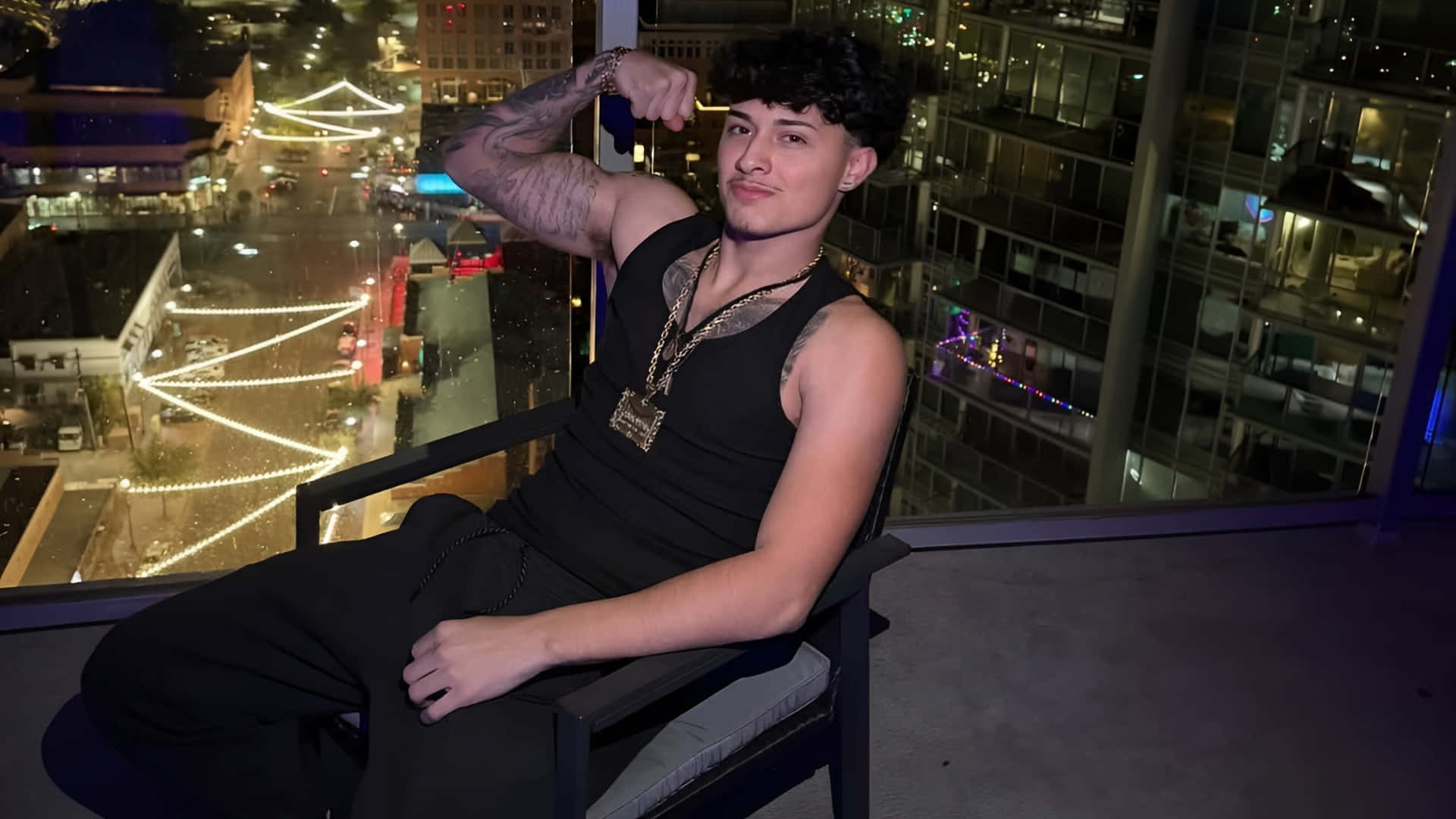 Alex Chino, urban night style, high-rise balcony, Full HD Desktop Wallpaper
