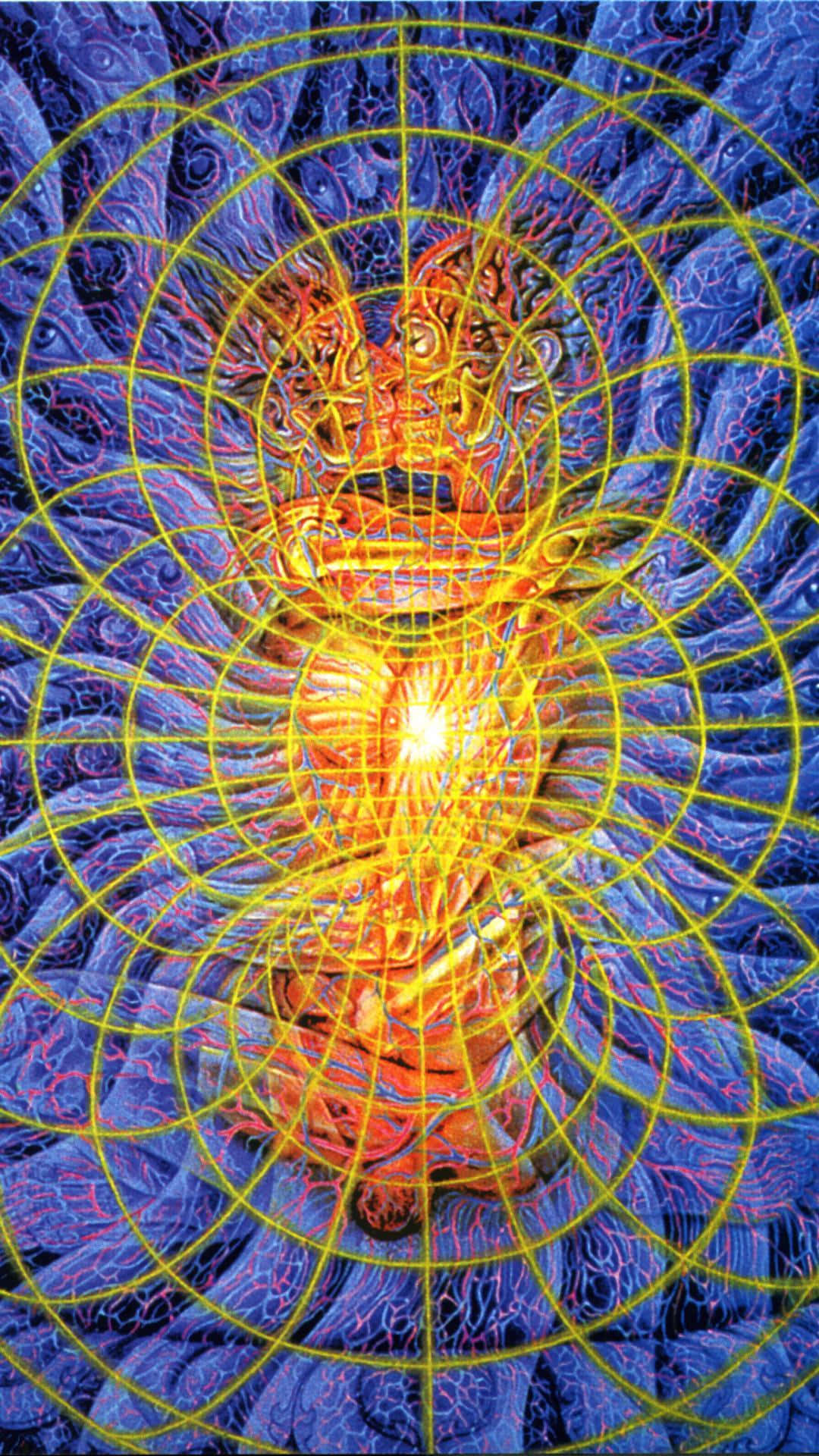 Alex Grey, golden, geometric figure, Full HD Phone Wallpaper