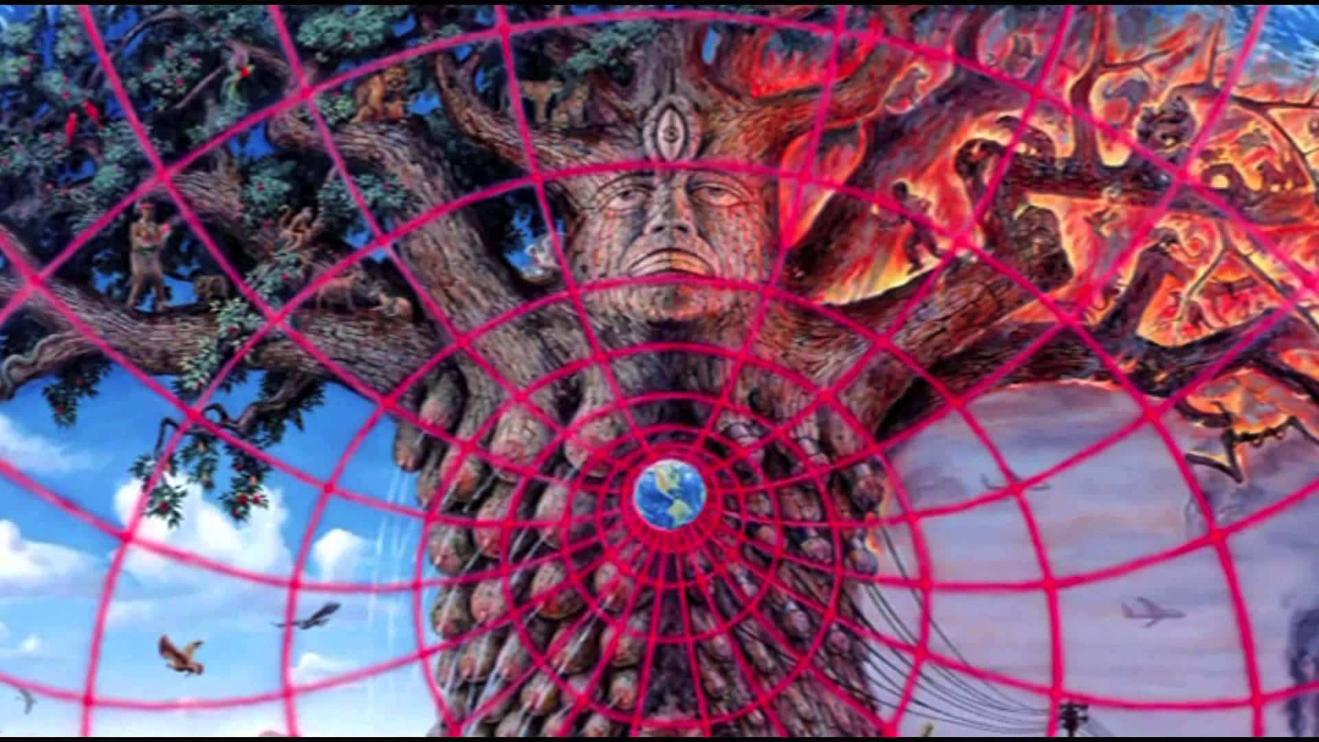 Alex Grey, colossal tree, human face, Full HD Desktop Wallpaper