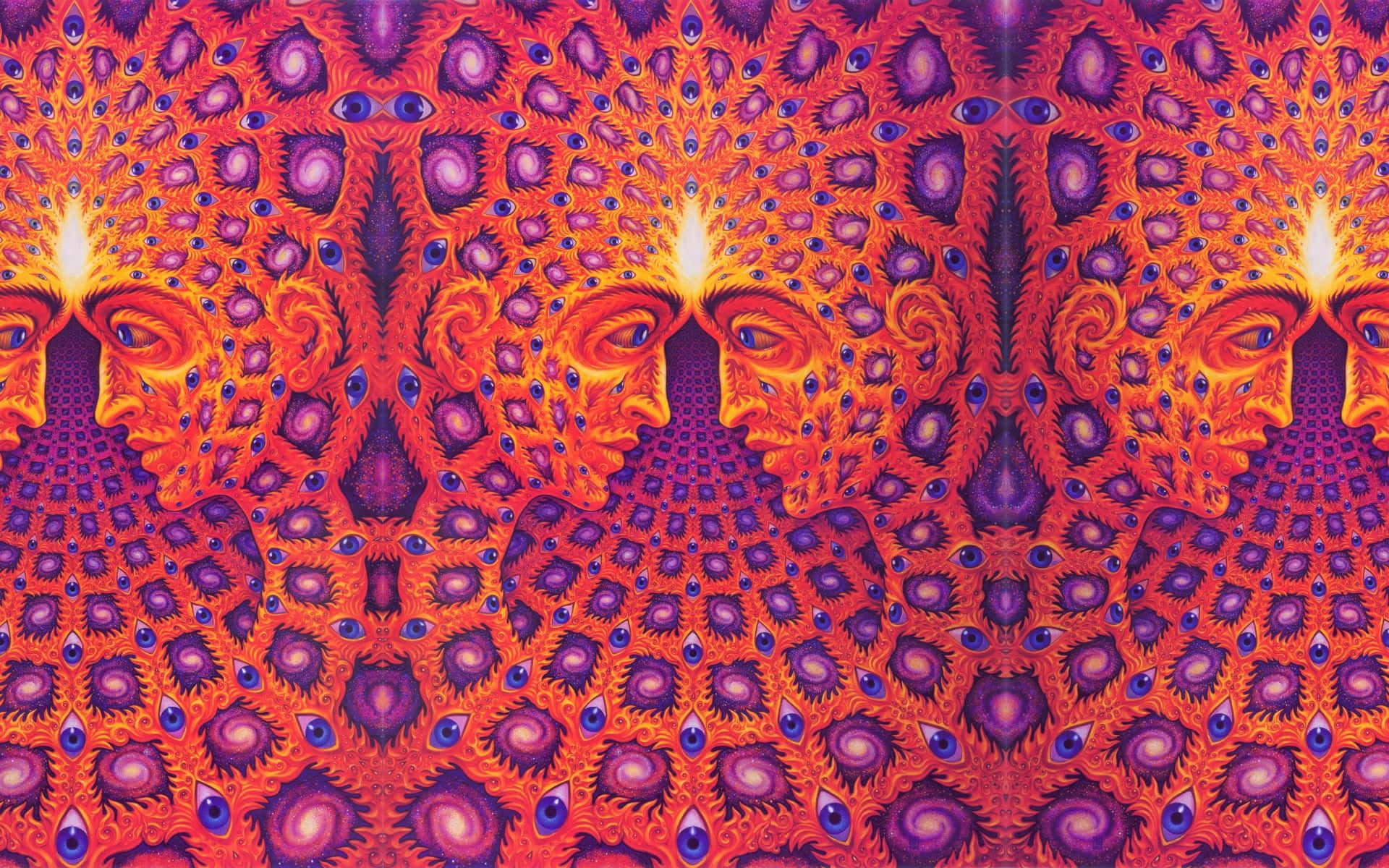 Alex Grey, peacock, fiery orange, Full HD Desktop Wallpaper