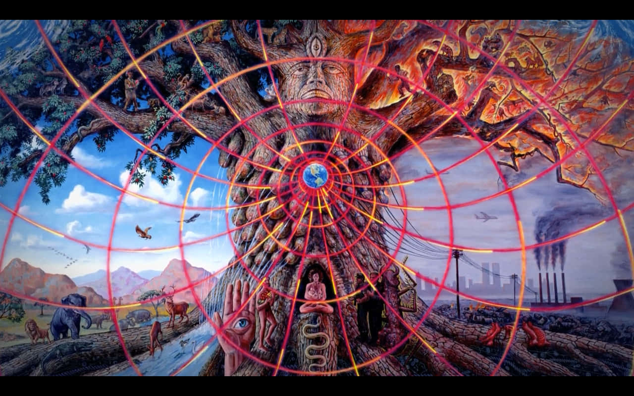 Alex Grey, colossal tree, human face, HD Desktop Wallpaper