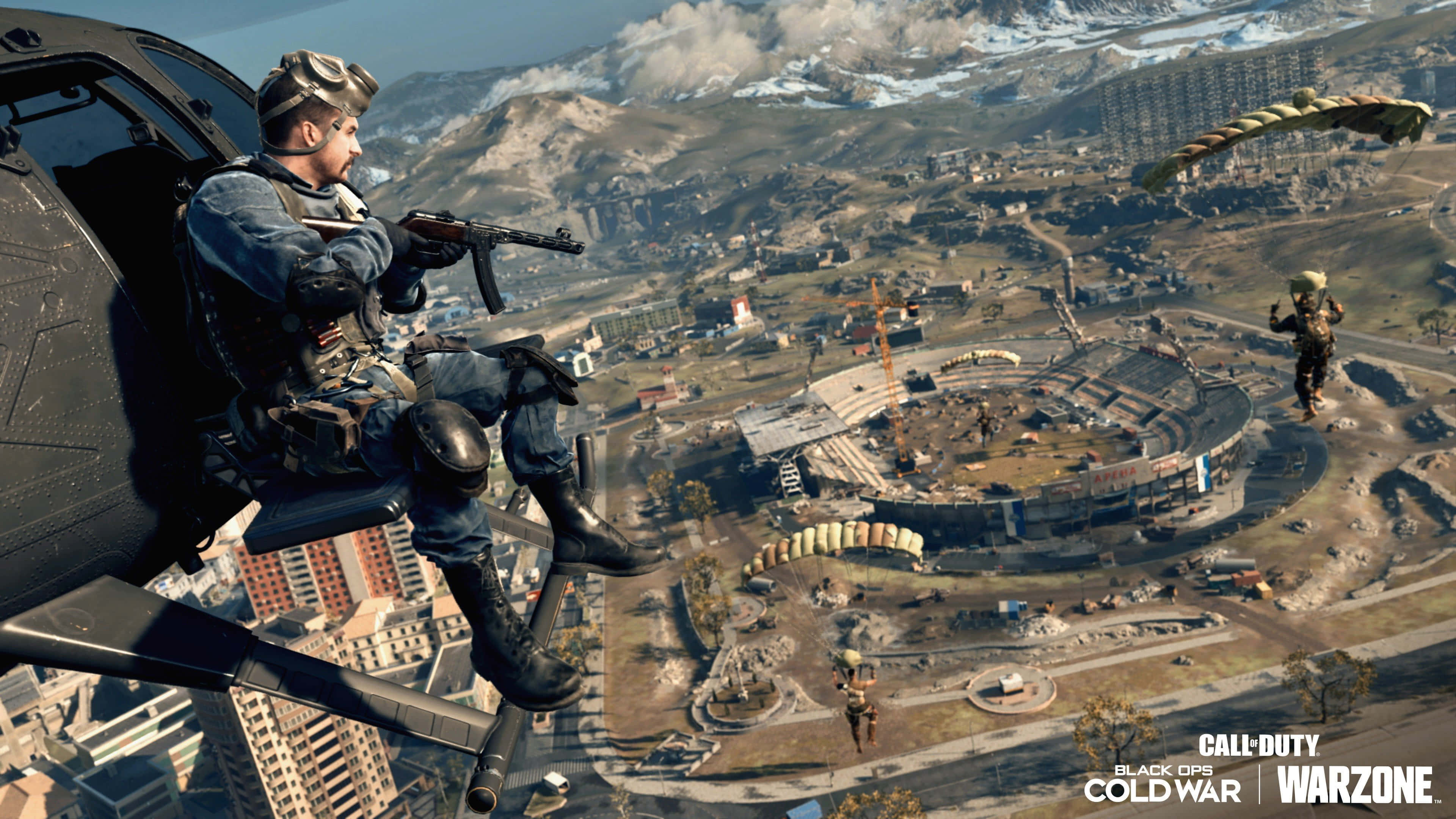 Alex Mason, helicopter, war-torn cityscape, 4K Desktop Wallpaper