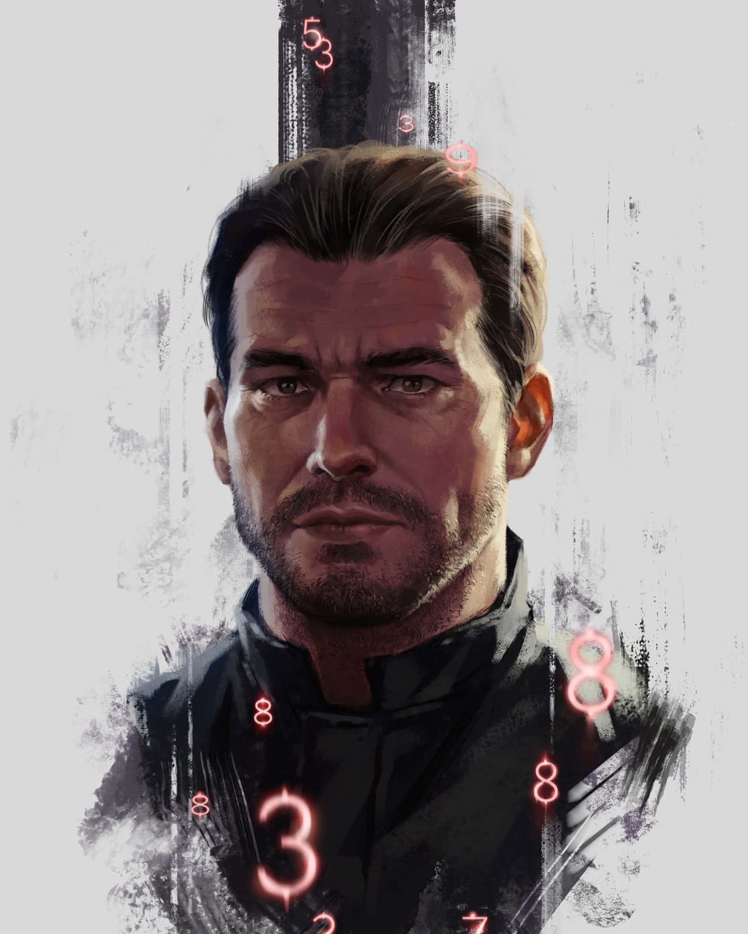 Alex Mason, black jacket, glowing red numbers, HD Phone Wallpaper