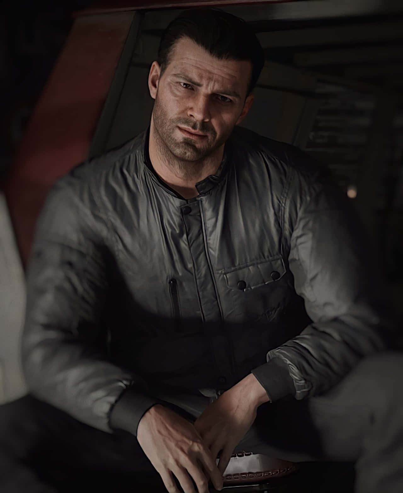 Alex Mason, dark bomber jacket, dimly lit vehicle, HD Phone Wallpaper