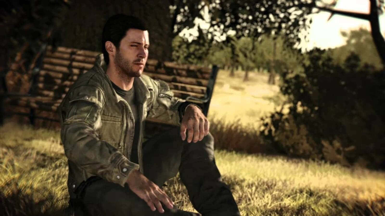 Alex Mason, worn jacket, wooden bench, HD Desktop Wallpaper