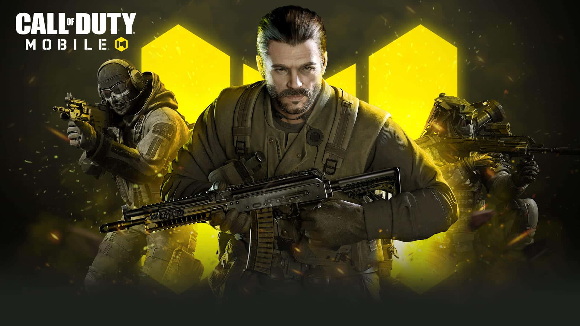 Alex Mason, tactical gear, glowing yellow hexagonal backdrop, Full HD Desktop Wallpaper