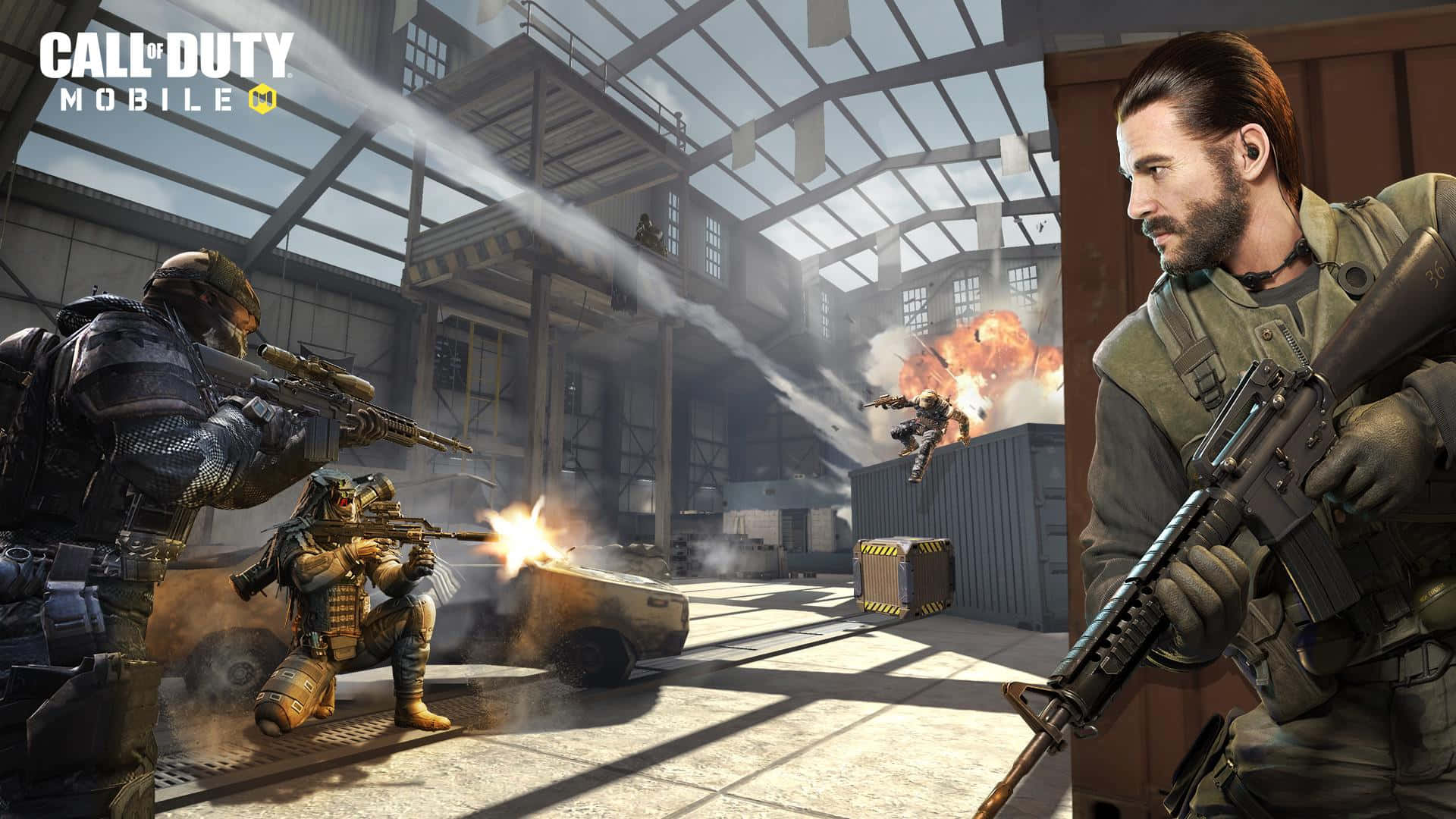 Alex Mason, tactical gear, sunlit industrial warehouse, Full HD Desktop Wallpaper