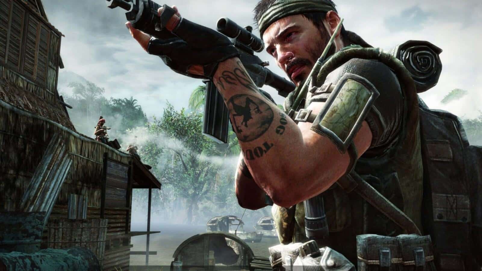Alex Mason, tattooed arm, rifle, HD Desktop Wallpaper