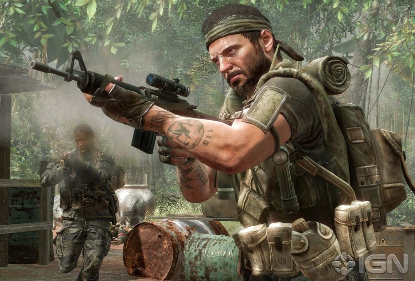 Alex Mason, tattooed arm, rifle, HD Desktop Wallpaper