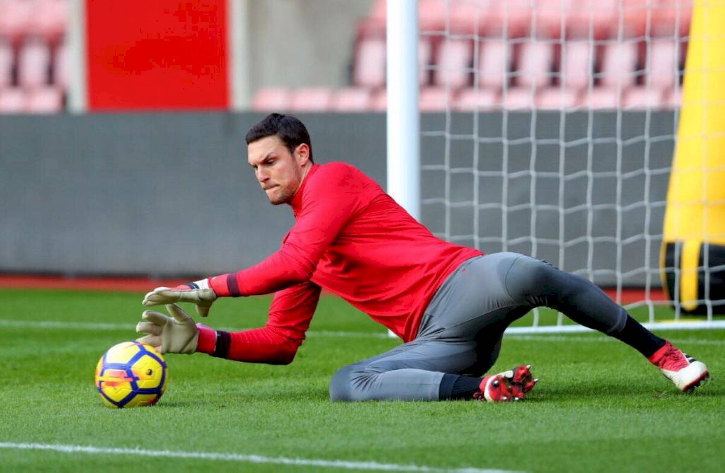 Alex McCarthy, red, vibrant yellow and blue ball, Full HD Desktop Wallpaper