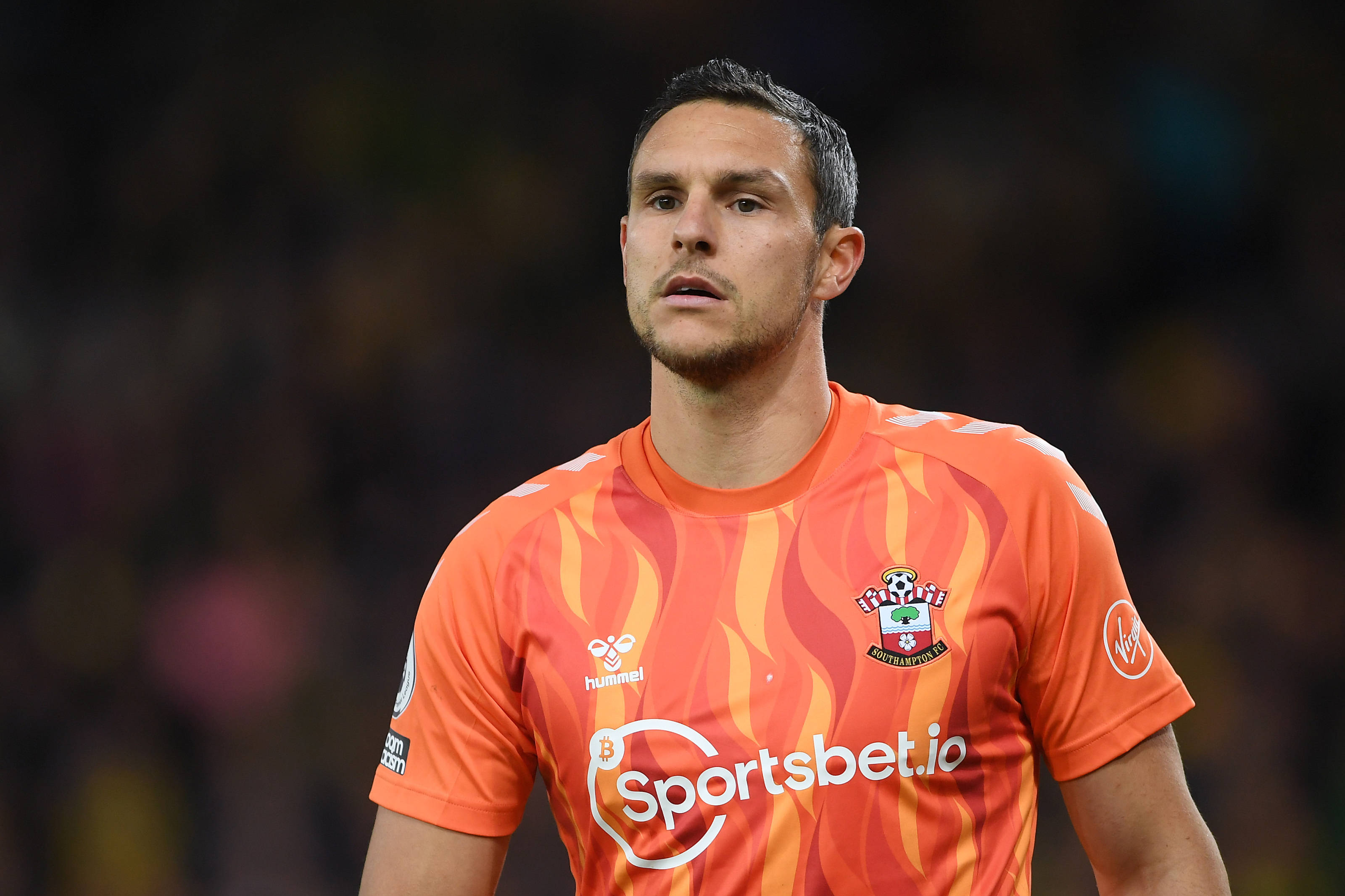 Alex McCarthy, orange jersey, flame-patterned, 2K Desktop Wallpaper