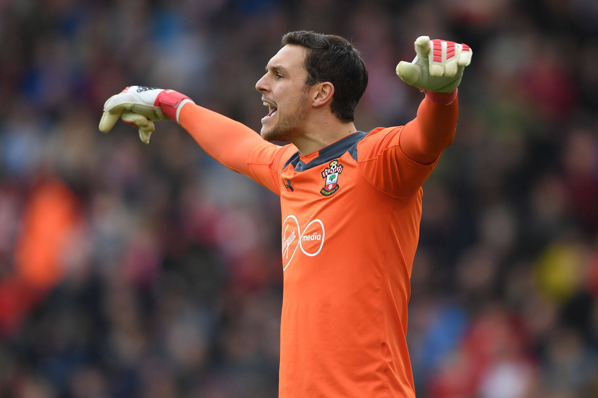 Alex McCarthy, orange jersey, soccer goalkeeper, Full HD Desktop Wallpaper