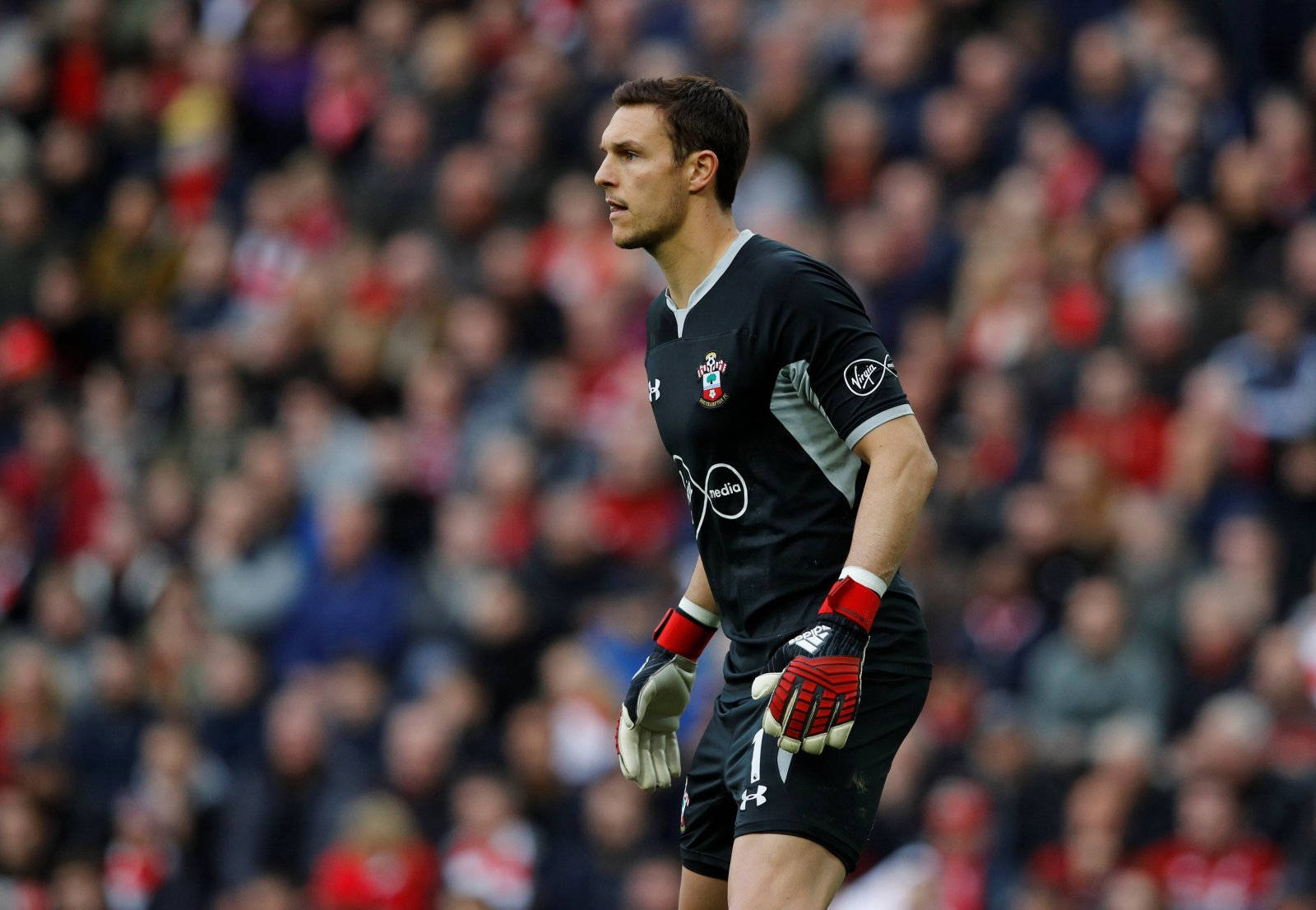 Alex McCarthy, football goalie, black kit, HD Desktop Wallpaper