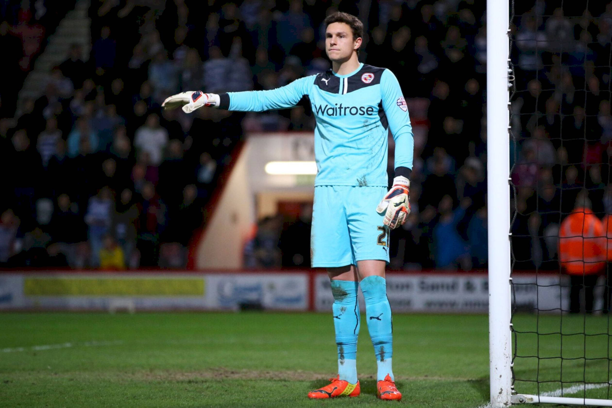Alex McCarthy, light blue kit, stadium lights, Full HD Desktop Wallpaper