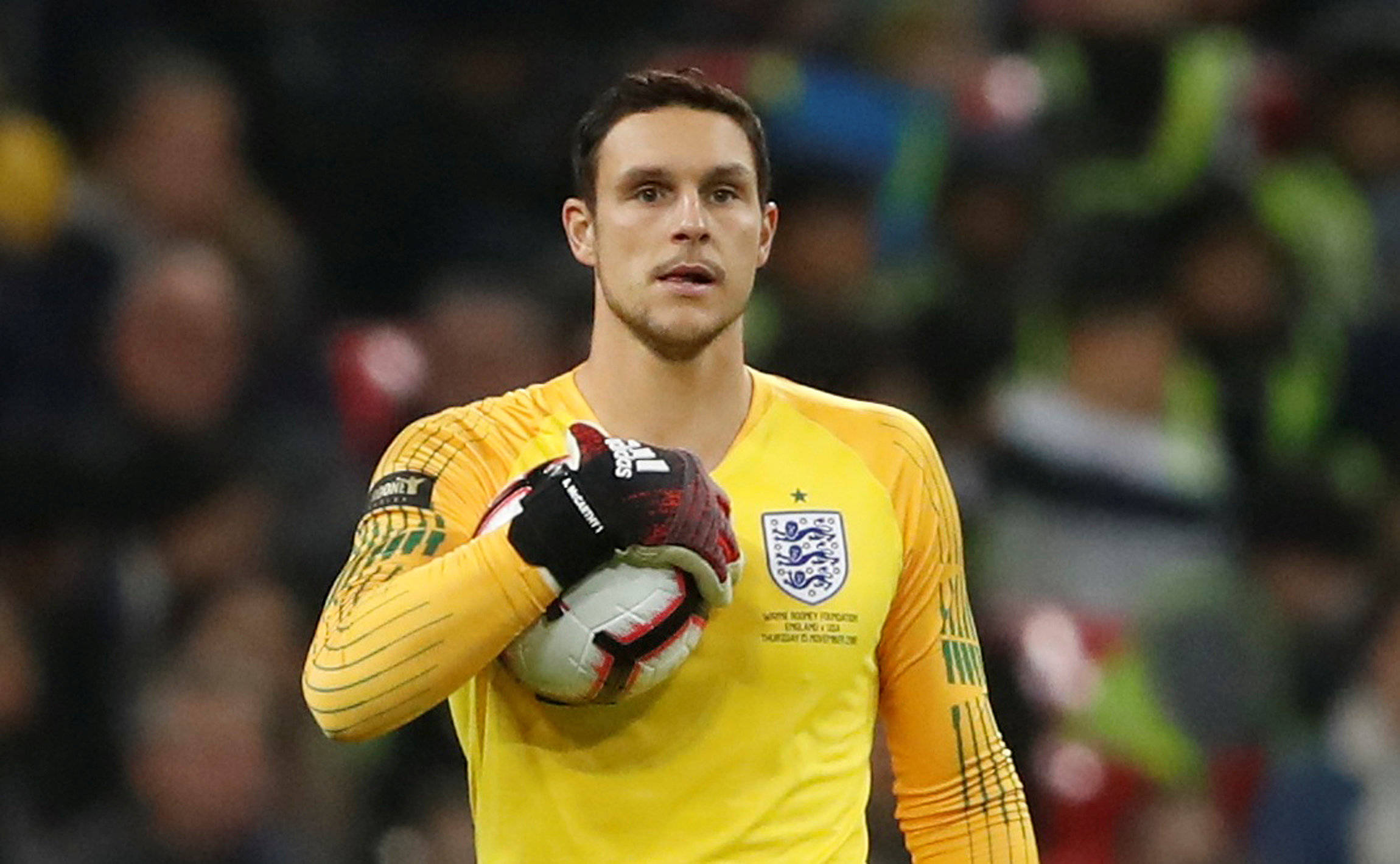 Alex McCarthy, England goalkeeper, bright yellow jersey, Full HD Desktop Wallpaper