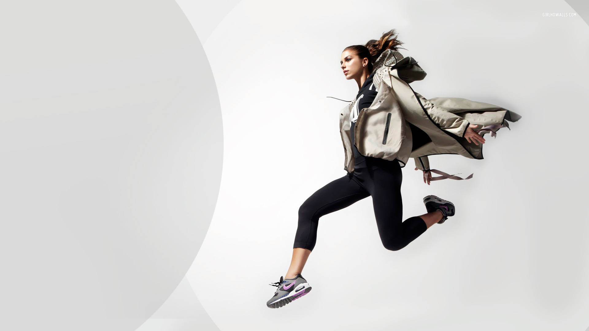 Alex Morgan, white jacket, athletic gear, Full HD Desktop Wallpaper