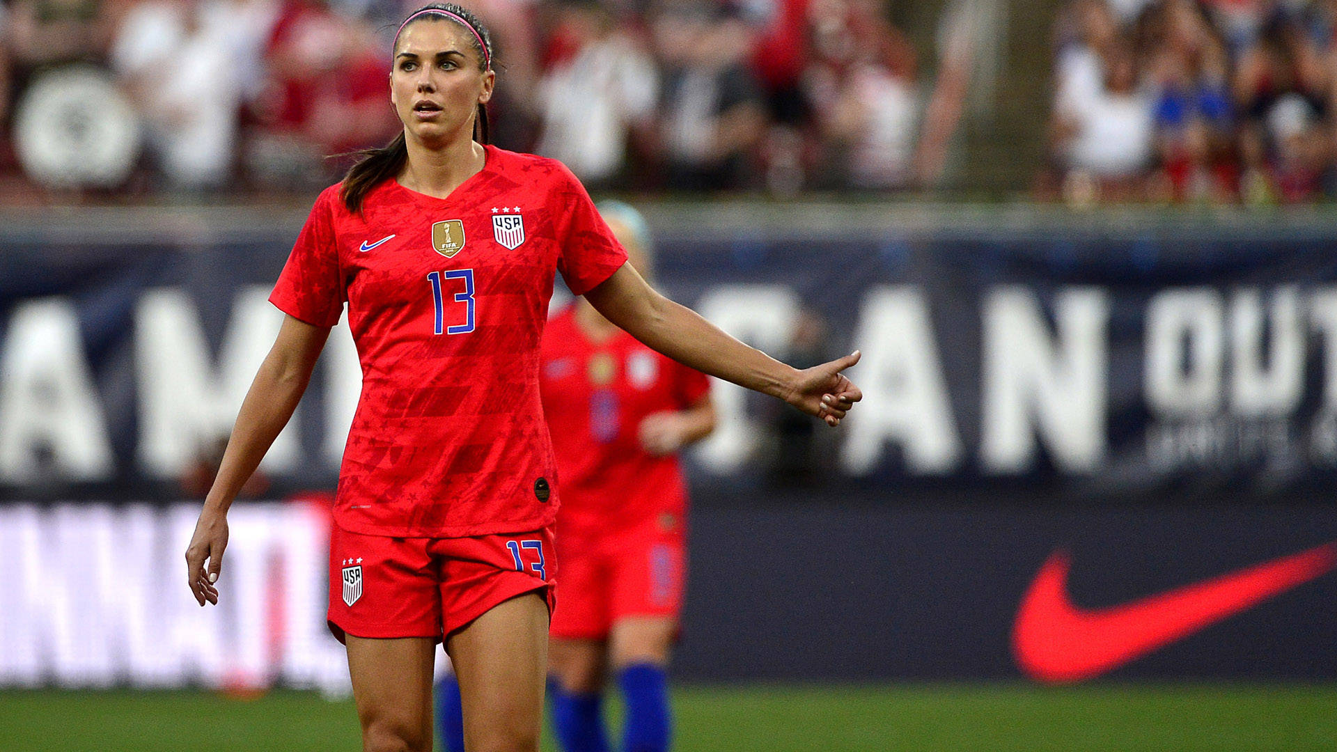 Alex Morgan, red jersey, number 13, Full HD Desktop Wallpaper