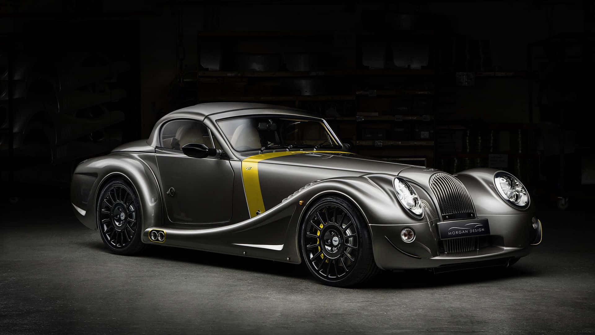 Morgan, matte gray, bold yellow stripe, Full HD Desktop Wallpaper