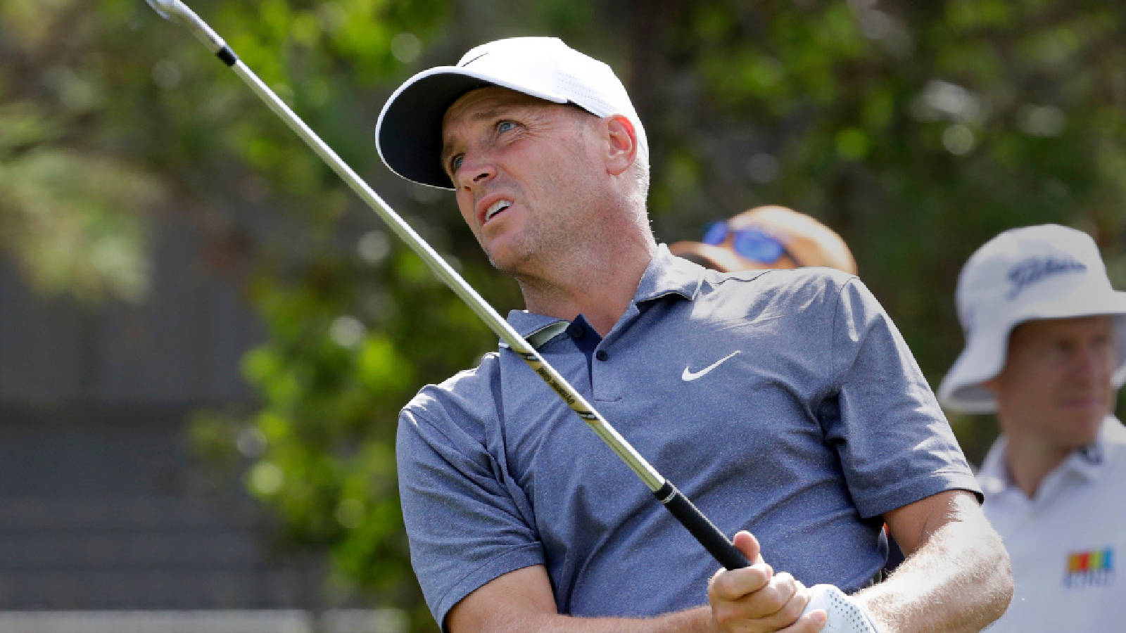 Alex Noren, blue polo, white cap, HD Desktop Wallpaper