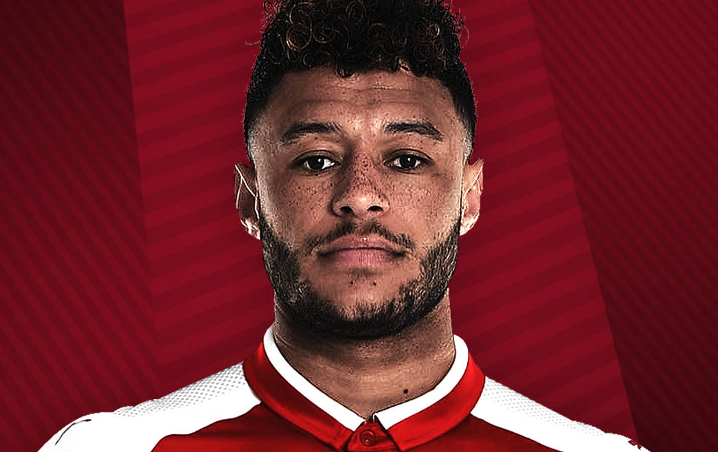 Alex Oxlade-Chamberlain, red and white sports jersey, bold red striped background, SD Desktop Wallpaper