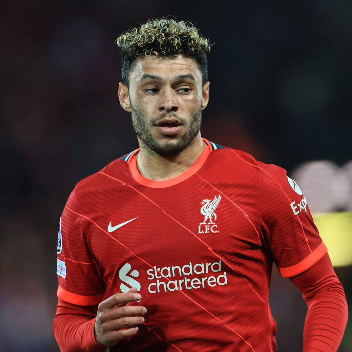 Alex Oxlade-Chamberlain, red Liverpool jersey, curly hair, SD Desktop Wallpaper