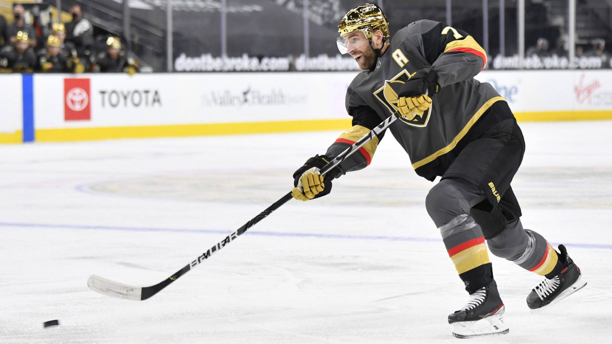 Alex Pietrangelo, black and gold gear, stick, Full HD Desktop Wallpaper