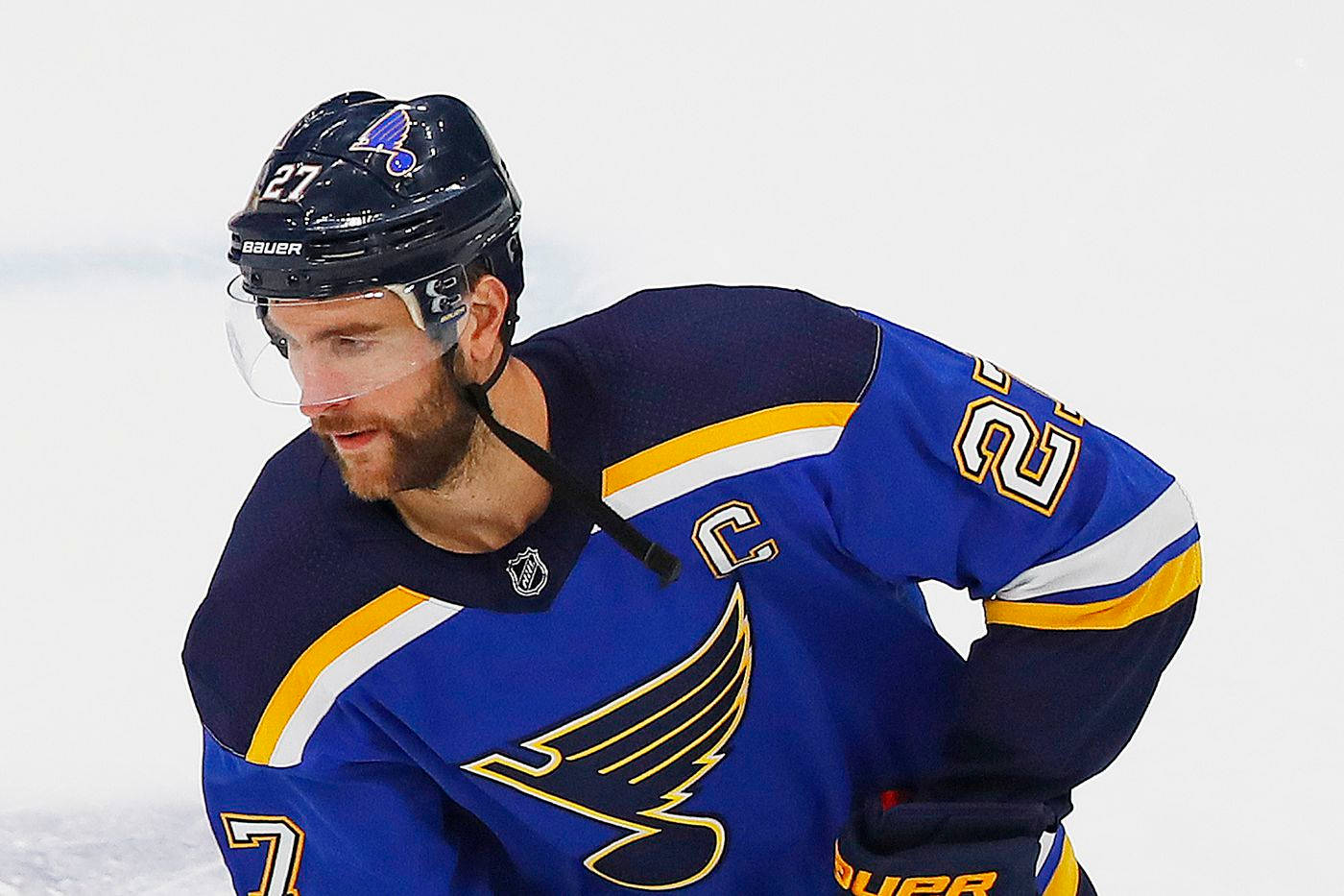 Alex Pietrangelo, blue jersey, gold accents, HD Desktop Wallpaper