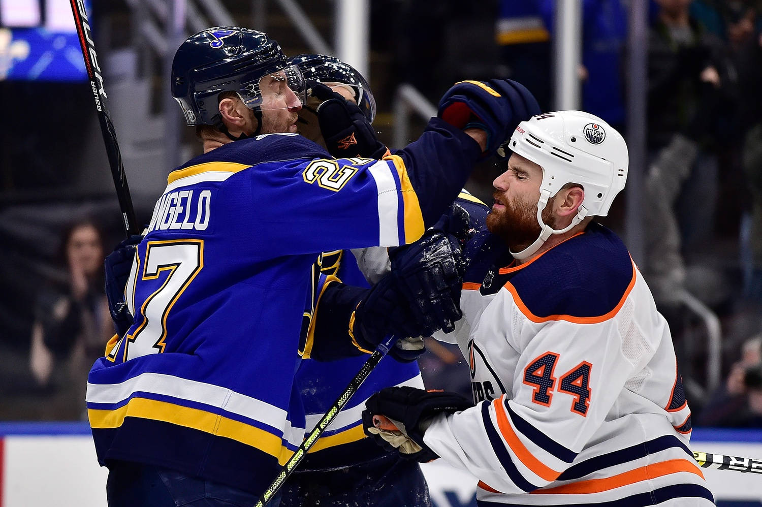 Alex Pietrangelo, blue and white jerseys, hockey players, HD Desktop Wallpaper