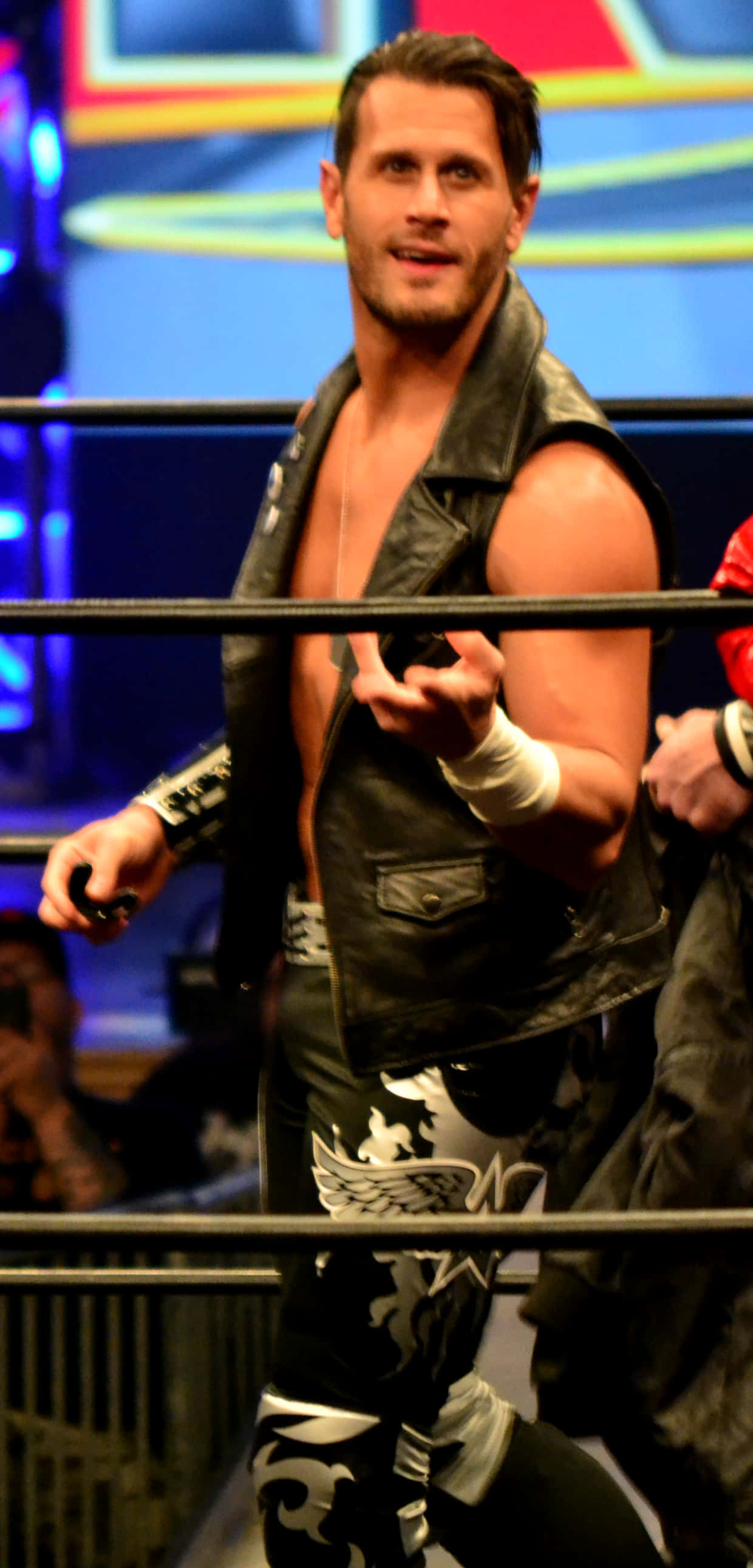 Alex Shelley, wrestling ring, black leather vest, 2K Phone Wallpaper