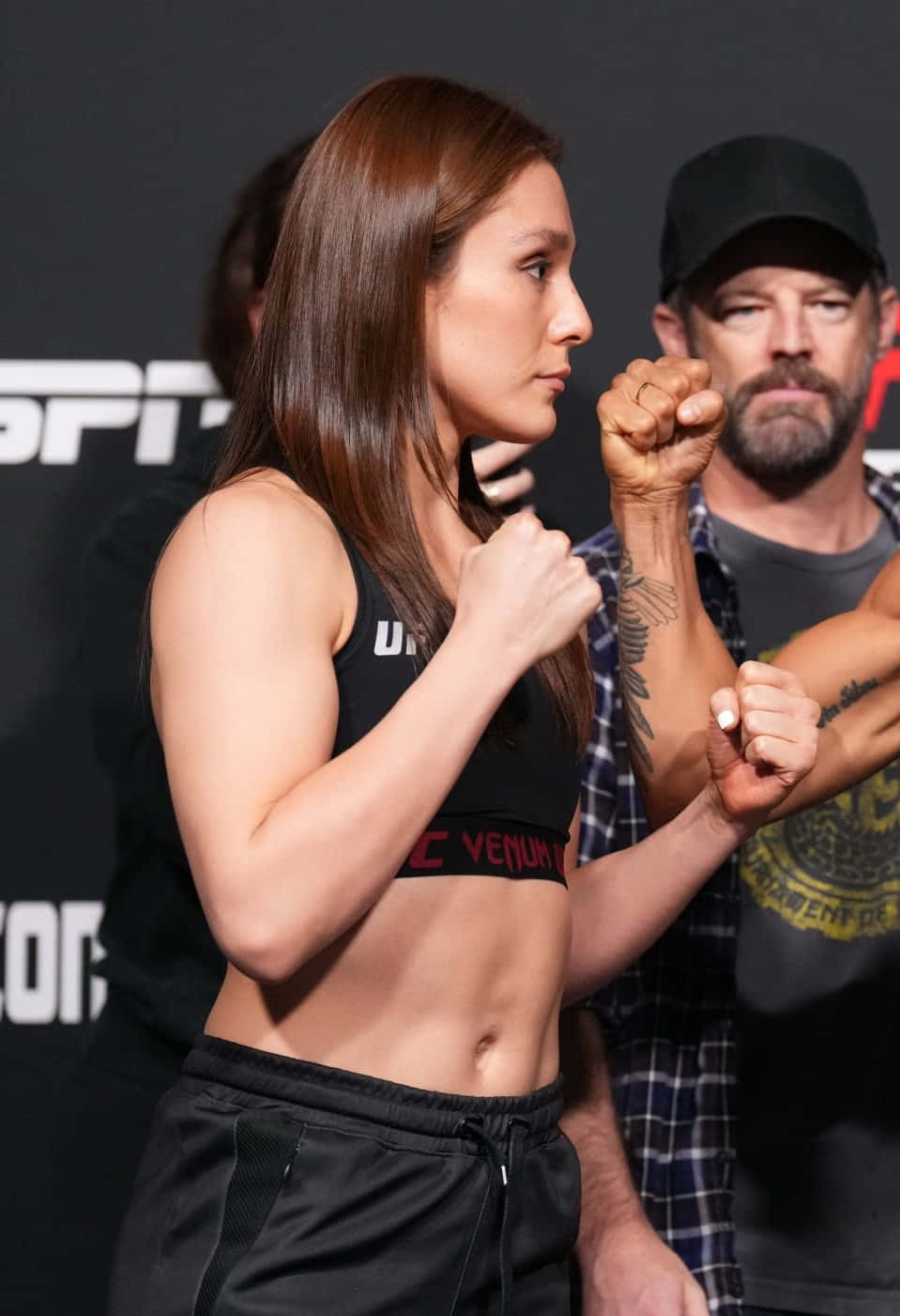 Alexa Grasso, black athletic gear, combat stance, HD Phone Wallpaper