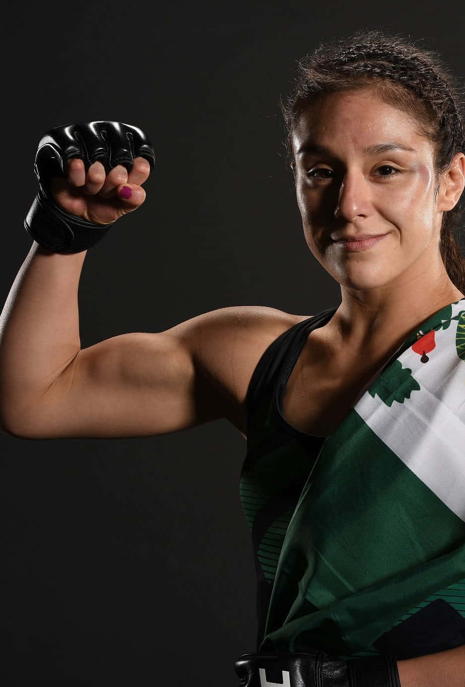 Alexa Grasso, black gloves, green white flag, HD Phone Wallpaper