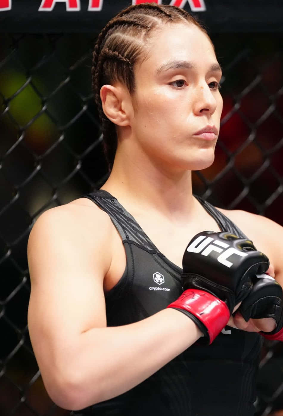 Alexa Grasso, black UFC gear, octagon cage, HD Phone Wallpaper