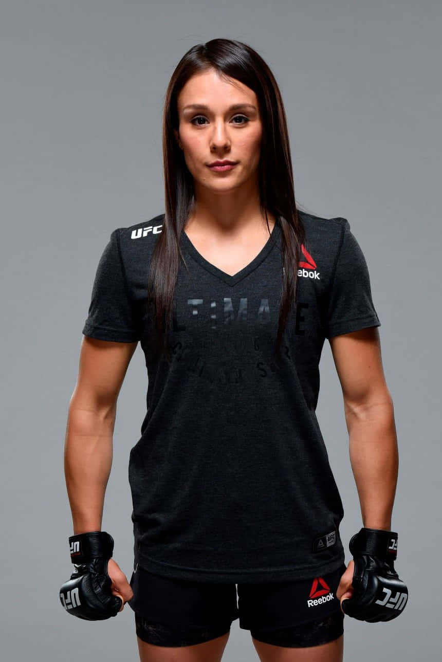 Alexa Grasso, black UFC gear, plain gray studio background, HD Phone Wallpaper