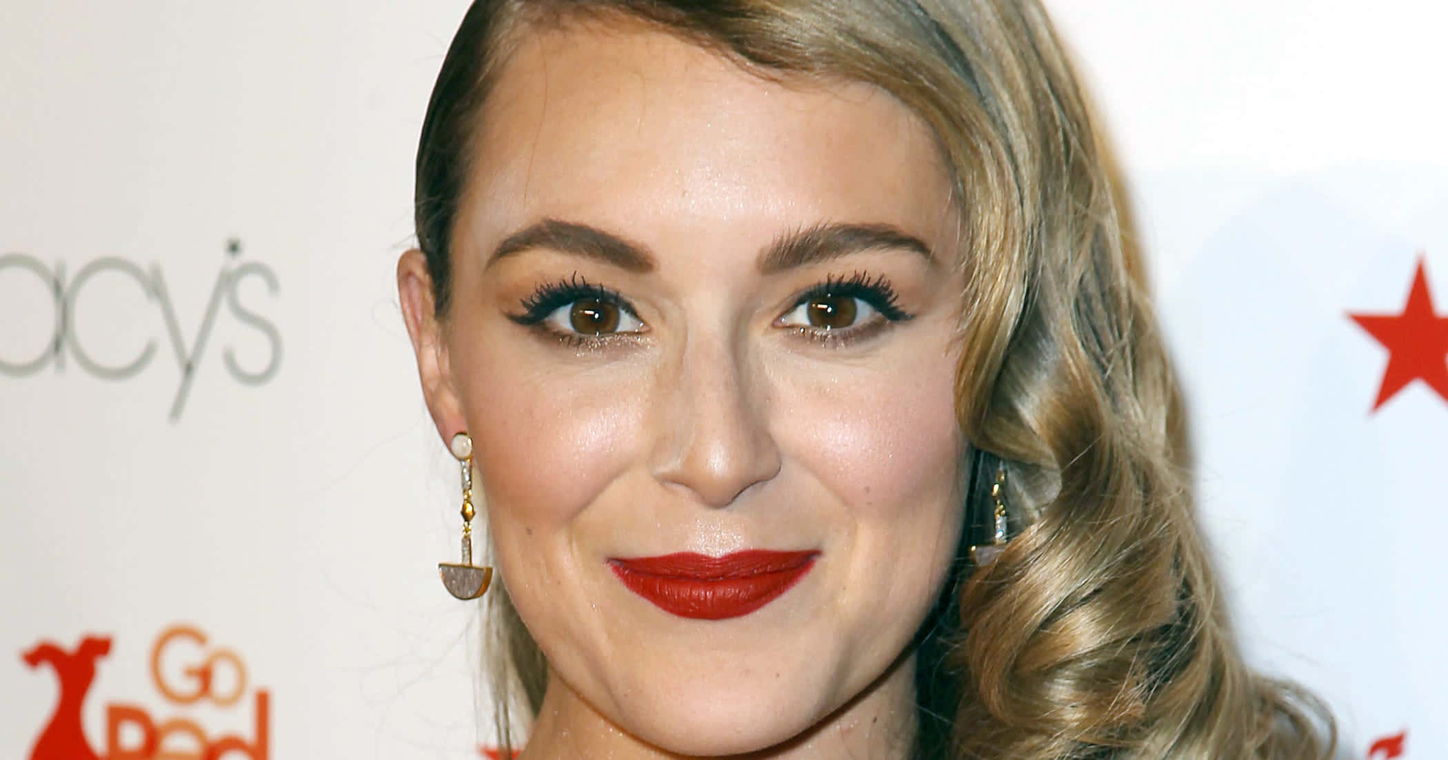 Alexa Penavega, blonde curls, red lipstick, Full HD Desktop Wallpaper