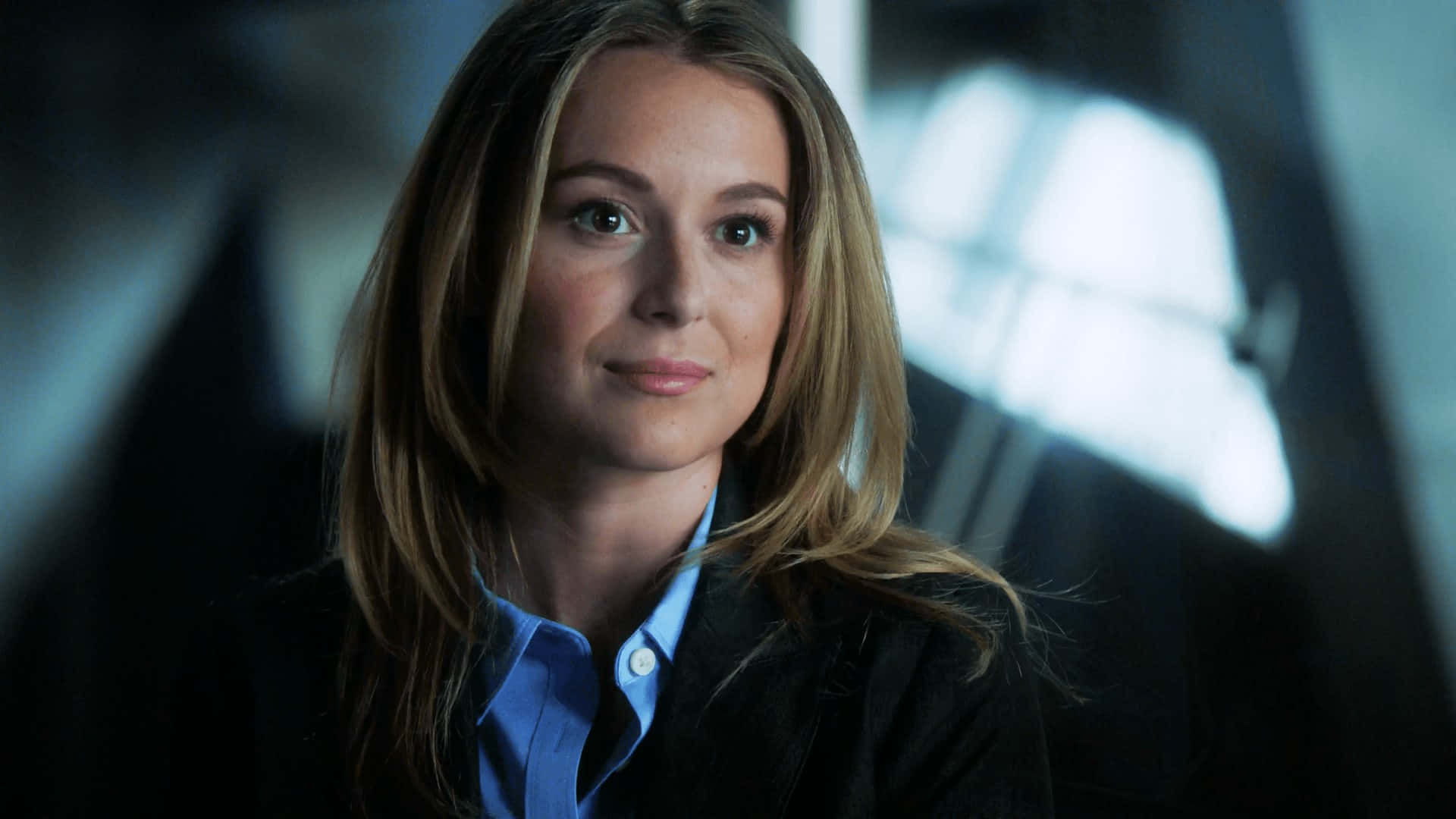 Alexa PenaVega, blonde hair, blue shirt, Full HD Desktop Wallpaper