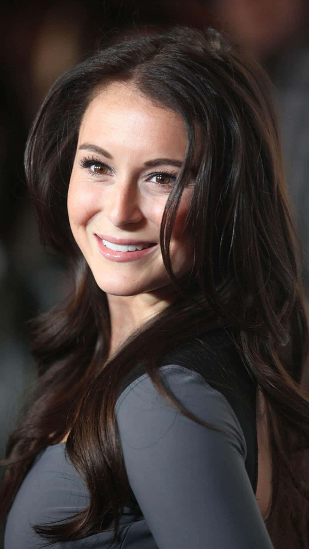 Alexa PenaVega, gray top, long dark hair, Full HD Phone Wallpaper