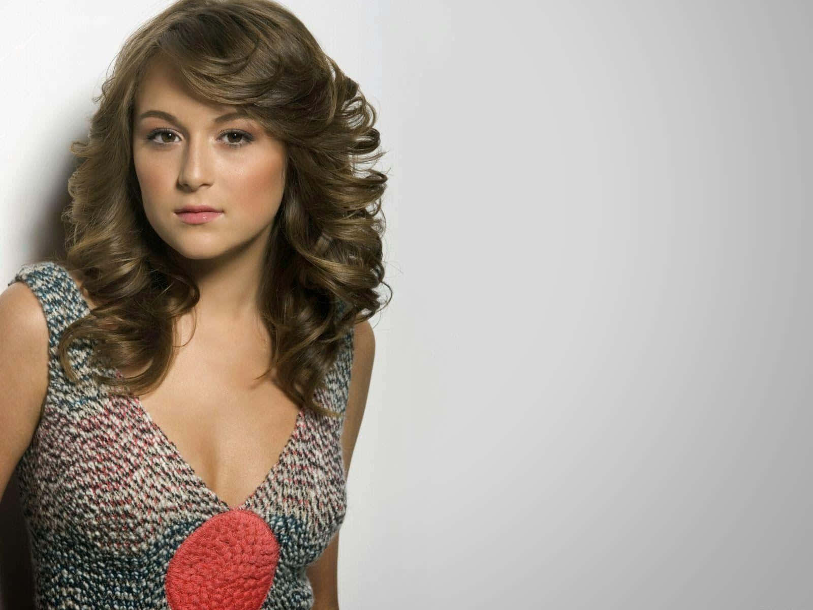 Alexa PenaVega, voluminous brown curls, textured dress, HD Desktop Wallpaper