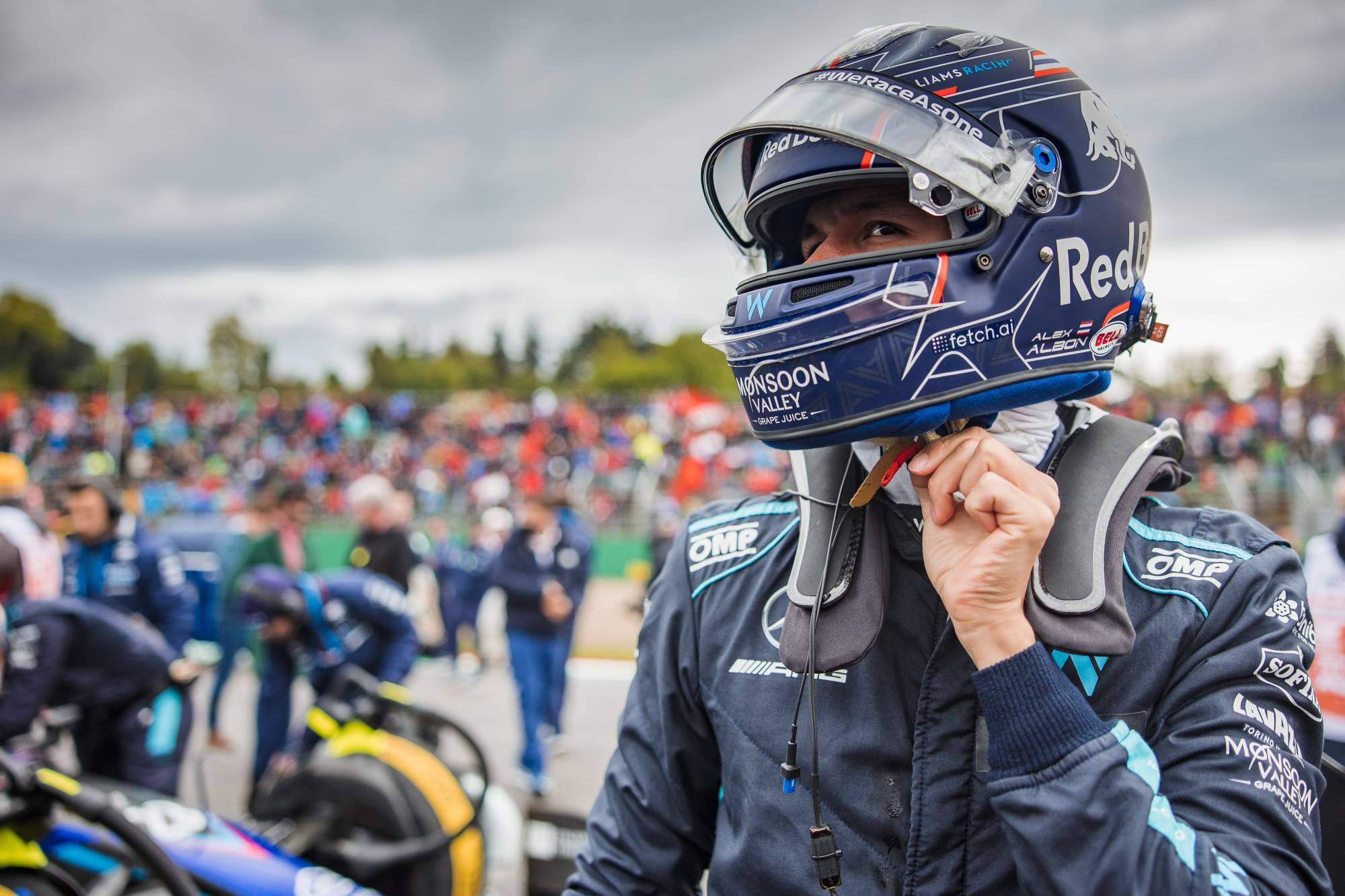 Alexander Albon, blue helmet, suit, Full HD Desktop Wallpaper