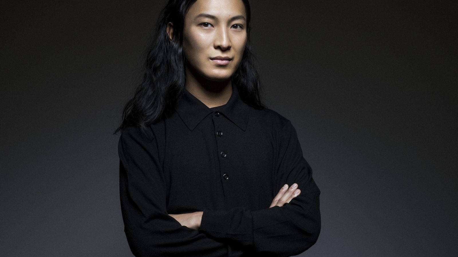 Alexander Wang, black button-up shirt, arms crossed, HD Desktop Wallpaper