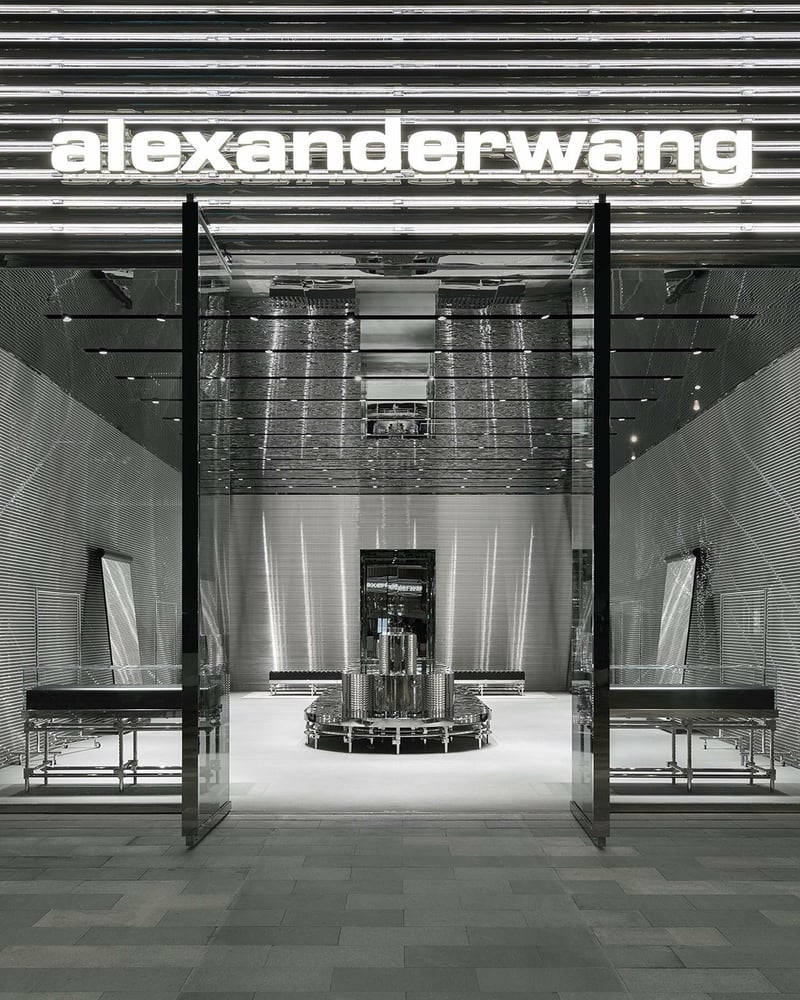 Alexander Wang, store entrance, sleek glass doors, SD Phone Wallpaper