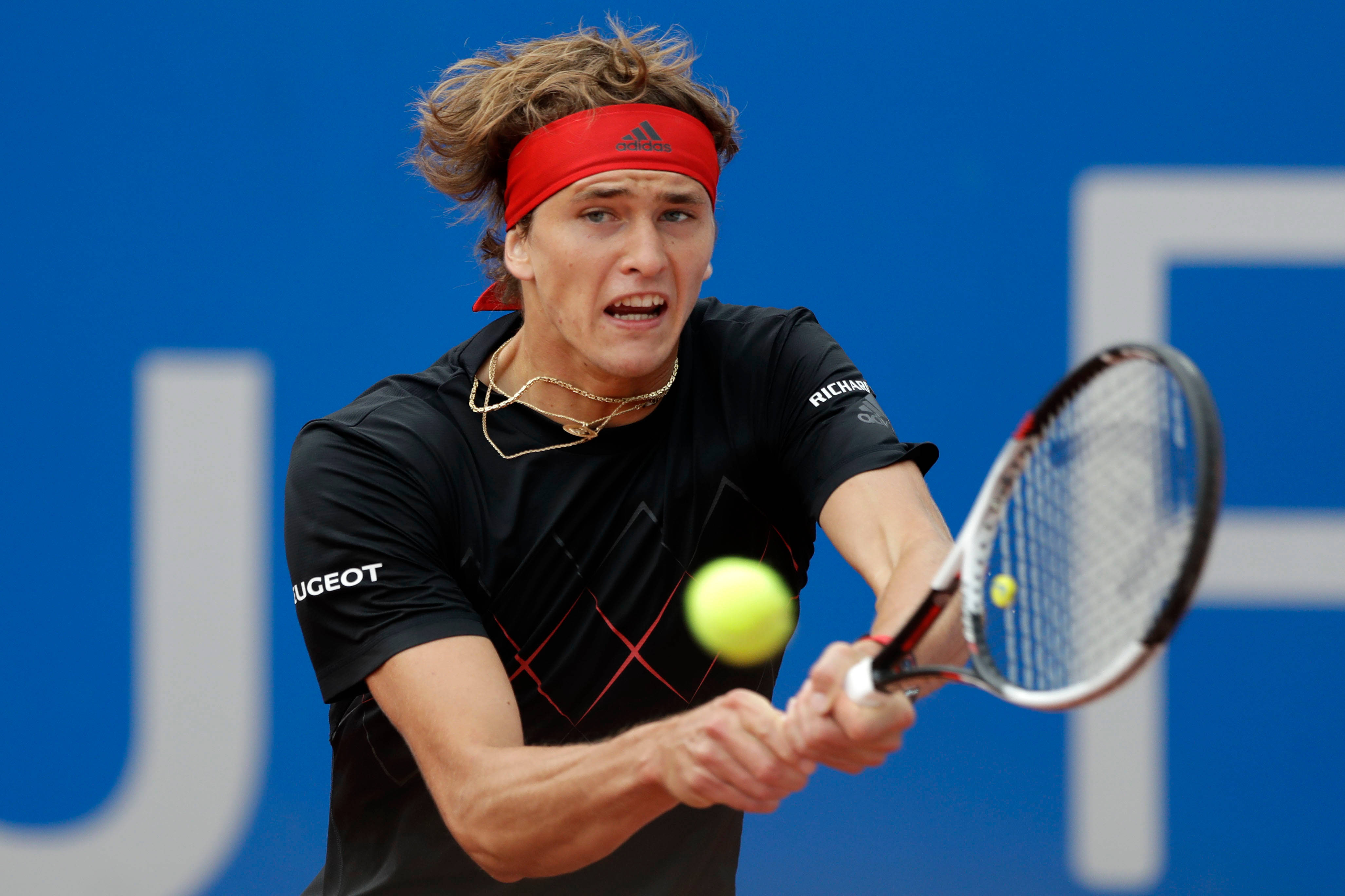 Alexander Zverev, black shirt, red headband, 4K Desktop Wallpaper